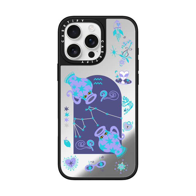 CASETiFY iPhone 16 Pro Max ケース Silver on Black ミラーケース MagSafe対応 みずがめ座 casetify_artist Father's Day CASETiFY iPhone 16 Pro Max ケース Silver on Black ミラーケース MagSafe対応 みずがめ座 casetify_artist Father's Day