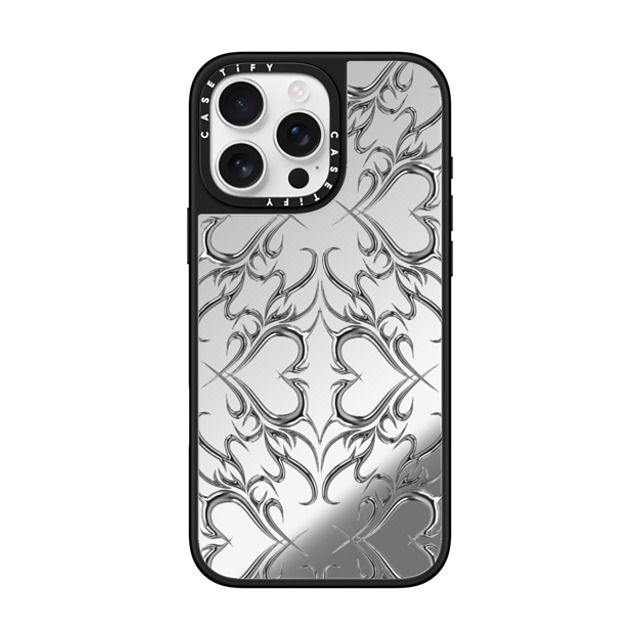 CASETiFY iPhone 16 Pro Max Case Silver on Black ミラーケース MagSafe対応 Metallic Heart casetify_artist Back to School CASETiFY iPhone 16 Pro Max Case Silver on Black ミラーケース MagSafe対応 Metallic Heart casetify_artist Back to School