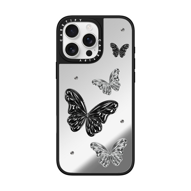 CASETiFY iPhone 16 Pro Max Case Silver on Black ミラーケース MagSafe対応 Metallic Butterfly casetify_artist Back to School CASETiFY iPhone 16 Pro Max Case Silver on Black ミラーケース MagSafe対応 Metallic Butterfly casetify_artist Back to School