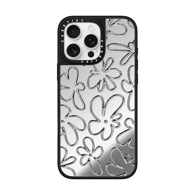 CASETiFY iPhone 16 Pro Max Case Silver on Black ミラーケース MagSafe対応 Chrome Flower casetify_artist Back to School CASETiFY iPhone 16 Pro Max Case Silver on Black ミラーケース MagSafe対応 Chrome Flower casetify_artist Back to School