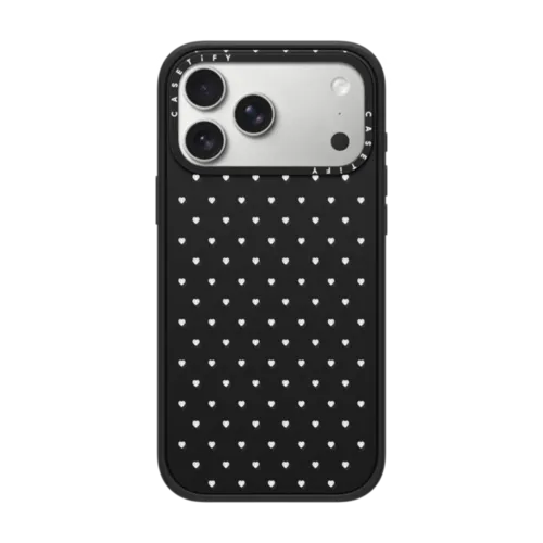iPhone 17 Pro Max - White Polka Hearts