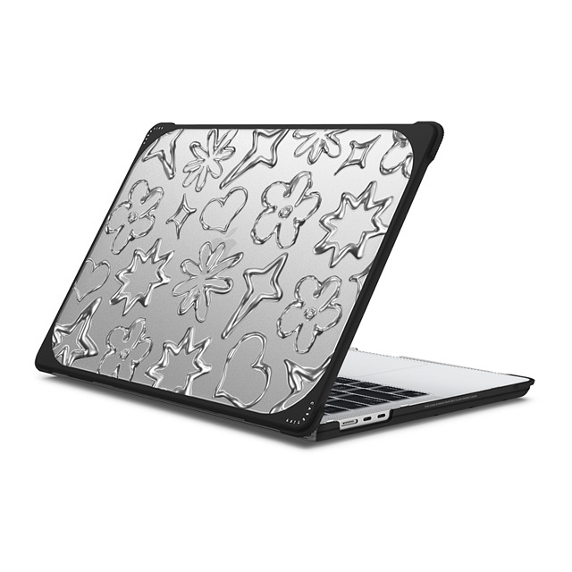 CASETiFY MacBook Air 13-inch (2022 / 2024) ブラック バウンス ケース Pattern,Monochrome,Futurism Chrome Doodles