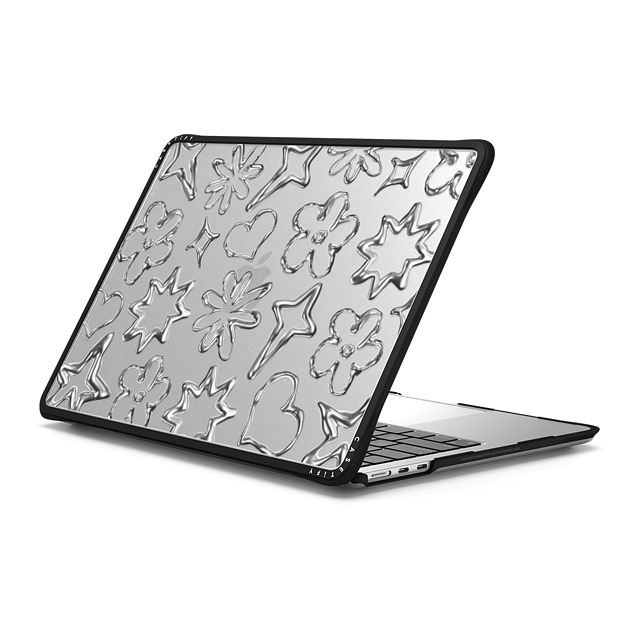 CASETiFY MacBook Air 13-inch (2022 / 2024) ブラック インパクト ケース Pattern,Monochrome,Futurism Chrome Doodles