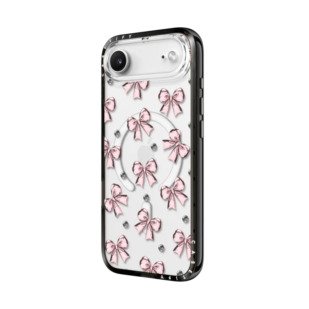 Compact iPhone Air Case MagSafe Compatible - Metallic Pink Ribbon