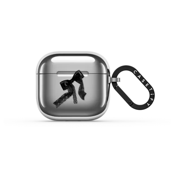 Mirror AirPods 4 Case - Lace Organza Ribbon