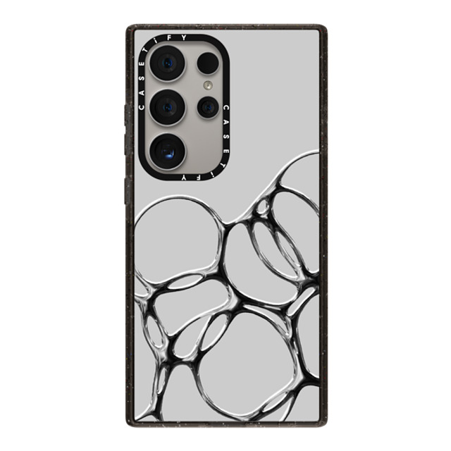 CASETiFY Galaxy S24 Ultra ケース ブラック Impact Magnetic Case Chrome,monochrome Chrome,monochrome Chrome Bubbles-Mercury Retrograde
