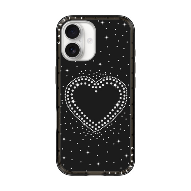 CASETiFY iPhone 17 P[X ubN RpNgP[X MagSafeΉ Heart,Pattern Pattern,Chrome,Heart,Monochrome RHINESTONE ROMANCE