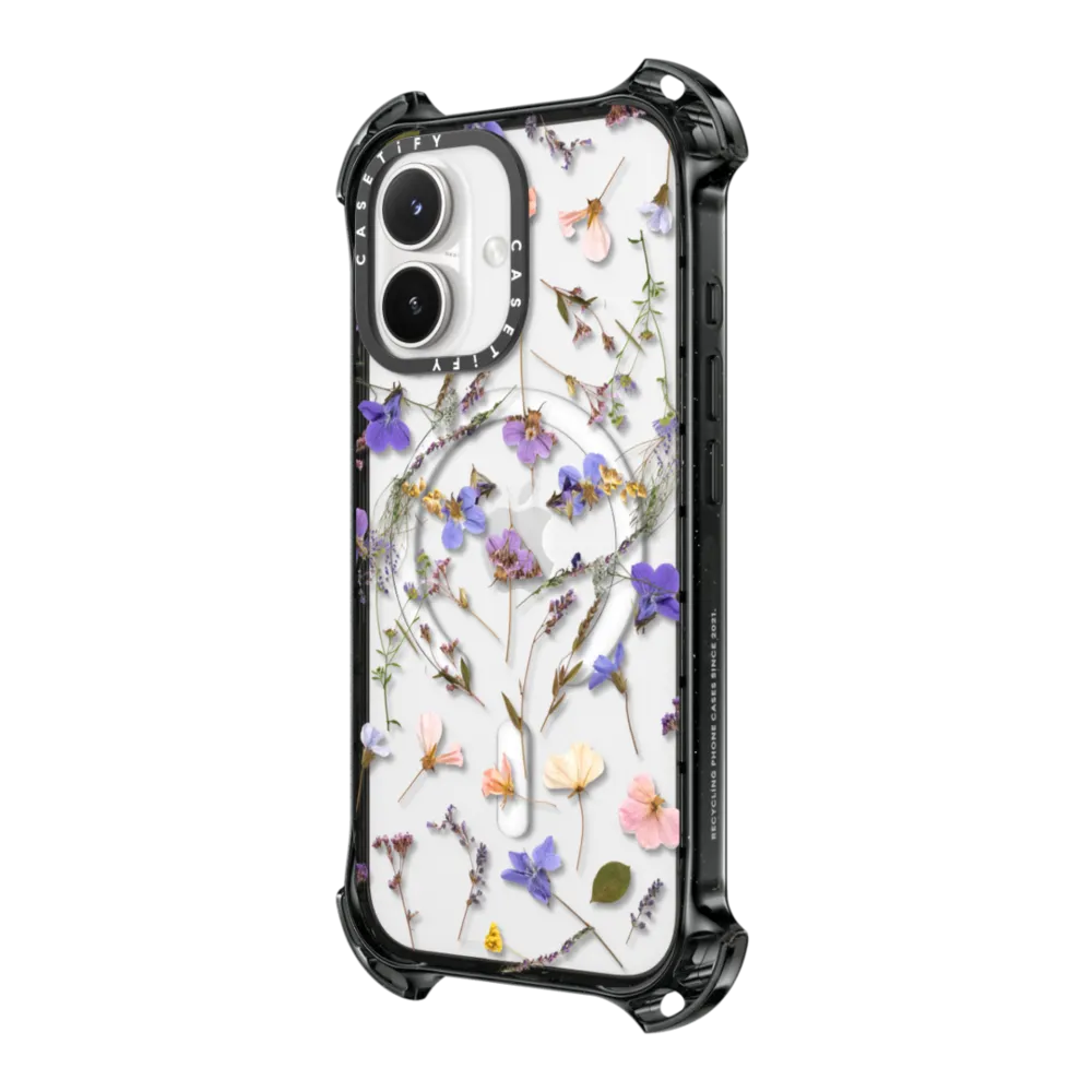 Bounce iPhone 17 Case MagSafe Compatible - Pressed flowers Violet