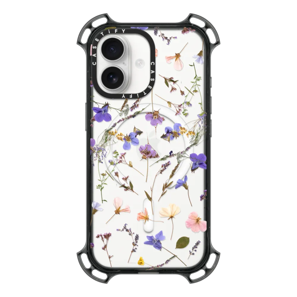 Bounce iPhone 17 Case MagSafe Compatible - Pressed flowers Violet