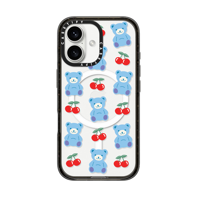 CASETiFY iPhone 16 ケース ブラック インパクトケース MagSafe対応 Animal,Cartoon,Cherry,Pattern,Cartoon,Y2K,Bear Cherrie Bear