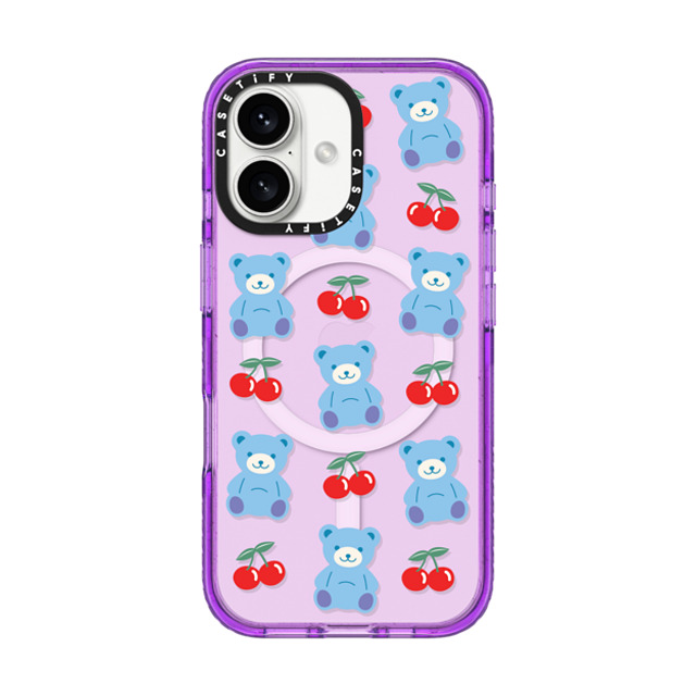 CASETiFY iPhone 16 Case パープル Impact Case MagSafe Compatible Animal,Cartoon,Cherry,Bear,Cartoon,Pattern,Y2K Cherrie Bear CASETiFY iPhone 16 Case パープル Impact Case MagSafe Compatible Animal,Cartoon,Cherry,Bear,Cartoon,Pattern,Y2K Cherrie Bear