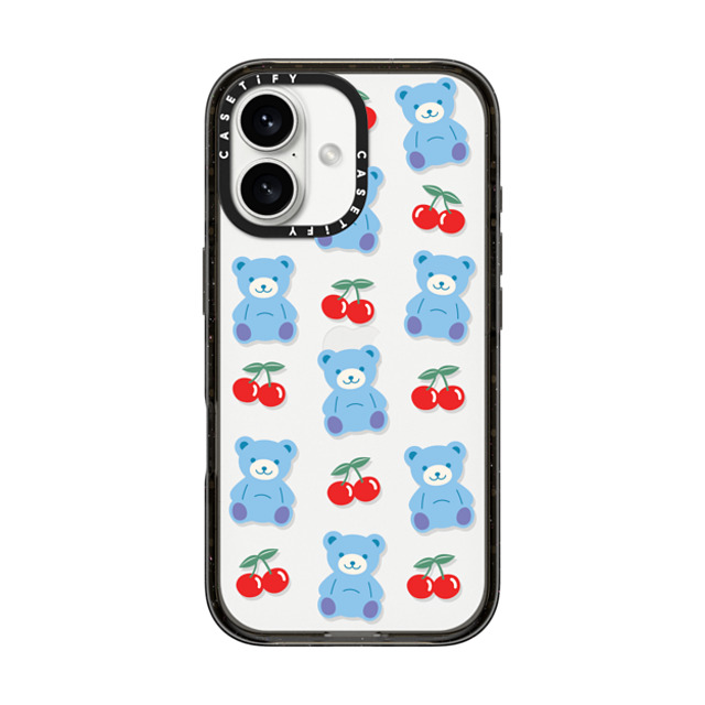 CASETiFY iPhone 16 ケース ブラック インパクトケース Animal,Cartoon,Pattern,Cartoon,Y2K,Bear Cherrie Bear