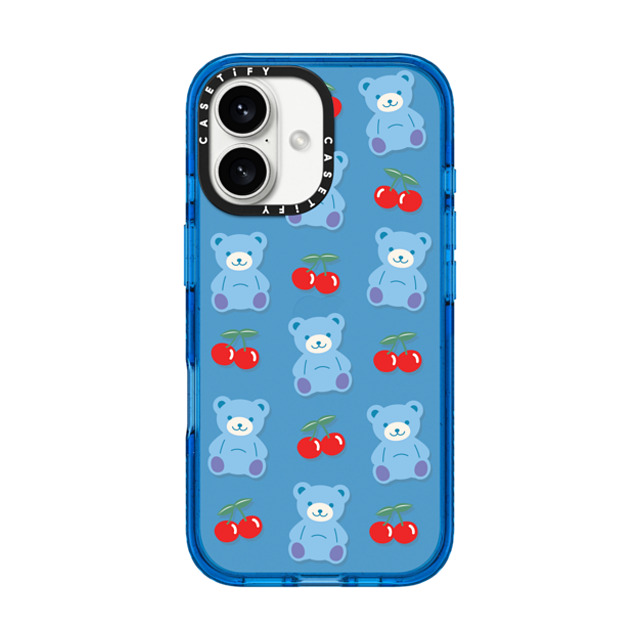 CASETiFY iPhone 16 ケース スカイブルー インパクトケース Animal,Cartoon,Cherry,Pattern,Cartoon,Y2K,Bear Cherrie Bear