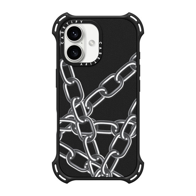 CASETiFY iPhone 16 ケース マットブラック バウンスケース Monochrome,Futurism Chain Up