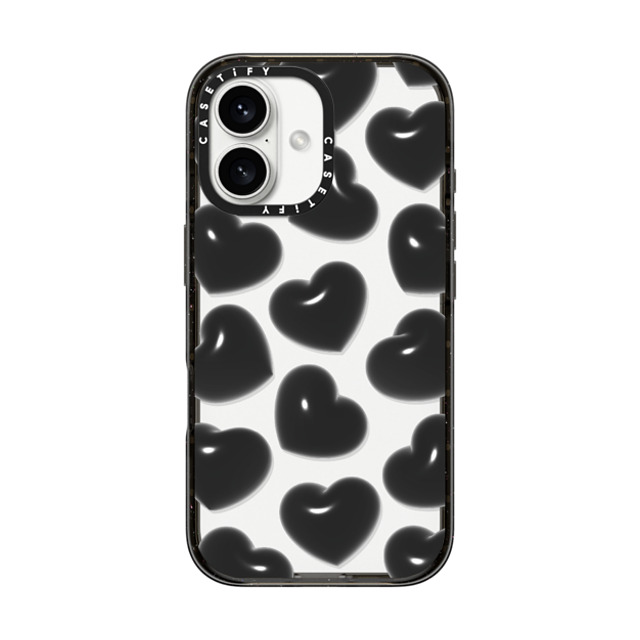 CASETiFY iPhone 16 ケース ブラック インパクトケース Pattern,Monochrome Pattern,Monochrome Black Hearts Father's Day CASETiFY iPhone 16 ケース ブラック インパクトケース Pattern,Monochrome Pattern,Monochrome Black Hearts Father's Day
