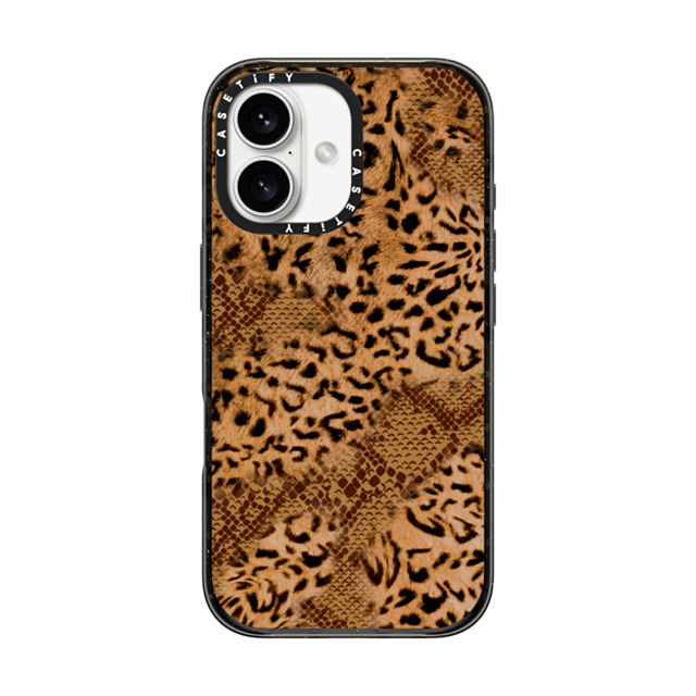 CASETiFY iPhone 16 ケース ブラック インパクトケース Leopard Brown Leopard