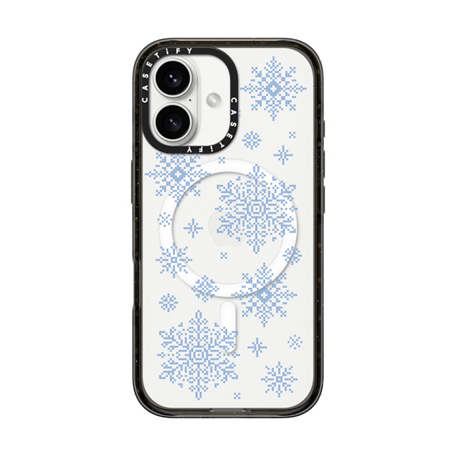 CASETiFY iPhone 16 ケース ブラック インパクトケース MagSafe対応 Needlepoint Snowflakes casetify_artist