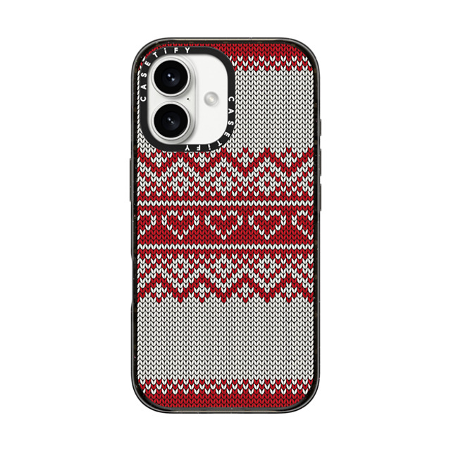 CASETiFY iPhone 16 ケース ブラック インパクトケース MagSafe対応 Red Fair Isle Sweater casetify_artist