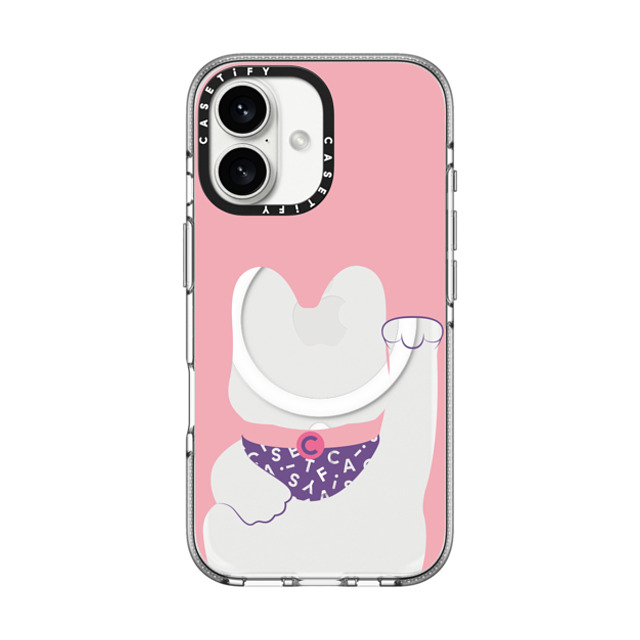 CASETiFY iPhone 16 ケース クリア クリア ケース MagSafe対応 Animal,Cartoon,Cat,Animal,Cartoon Lucky Cat Pink