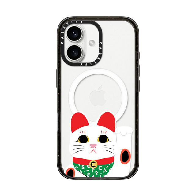 CASETiFY iPhone 16 ケース ブラック インパクトケース MagSafe対応 Waving Lucky Cat casetify_artist