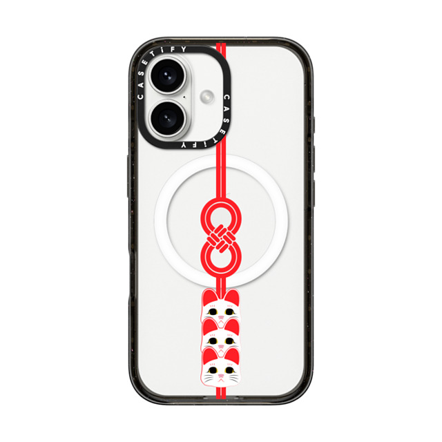 CASETiFY iPhone 16 ケース ブラック インパクトケース MagSafe対応 Lucky Knot, Lucky Cat casetify_artist