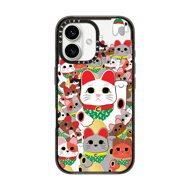 CASETiFY iPhone 16 ケース ブラック インパクトケース MagSafe対応 Lucky Cat Parade casetify_artist