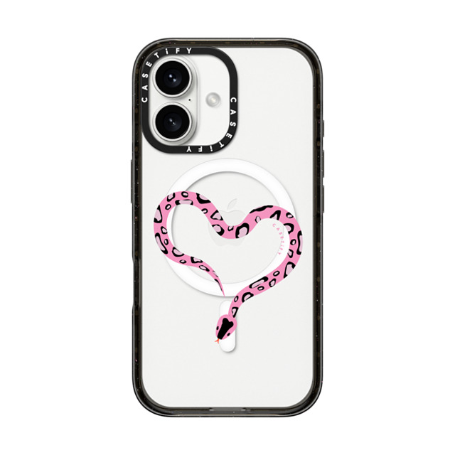 CASETiFY iPhone 16 ケース ブラック インパクトケース MagSafe対応 Pink Heart Snake casetify_artist