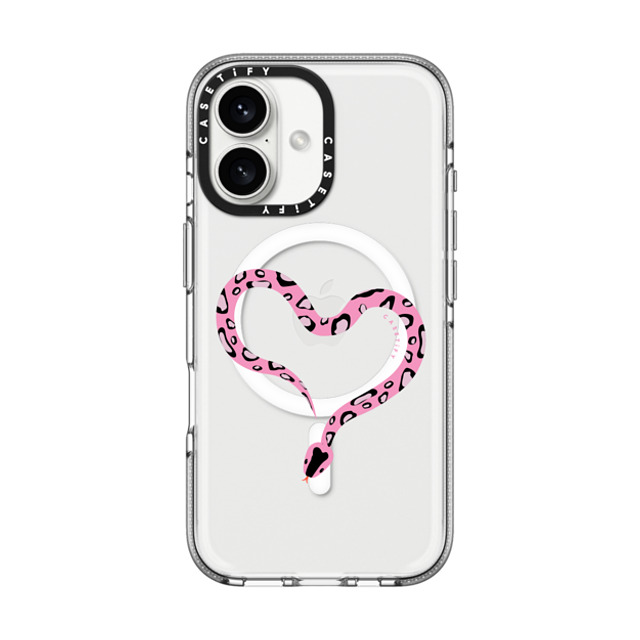 CASETiFY iPhone 16 ケース クリア クリア ケース MagSafe対応 Snake,Animal,Heart Pink Heart Snake