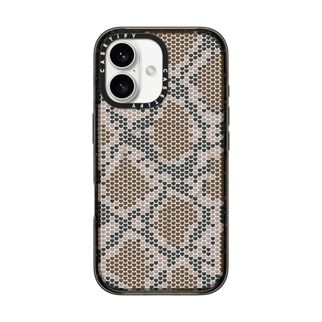 CASETiFY iPhone 16 ケース ブラック インパクトケース MagSafe対応 Brown Heart Snake Print casetify_artist