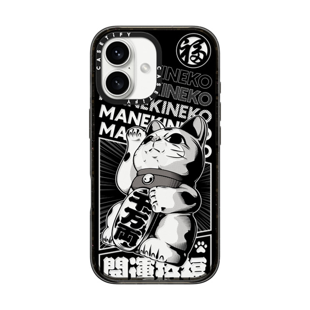 CASETiFY iPhone 16 ケース ブラック インパクトケース Lucky Cat Comic casetify_artist