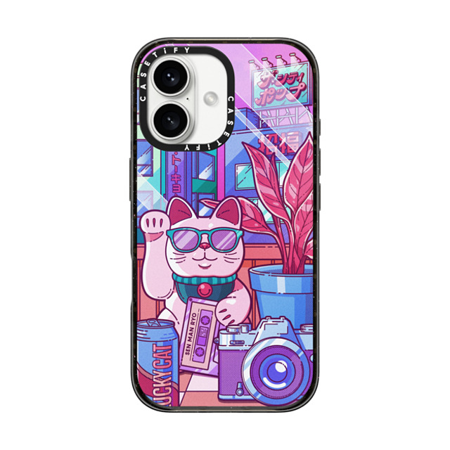 CASETiFY iPhone 16 ケース ブラック インパクトケース MagSafe対応 Lucky Cat City Pop casetify_artist