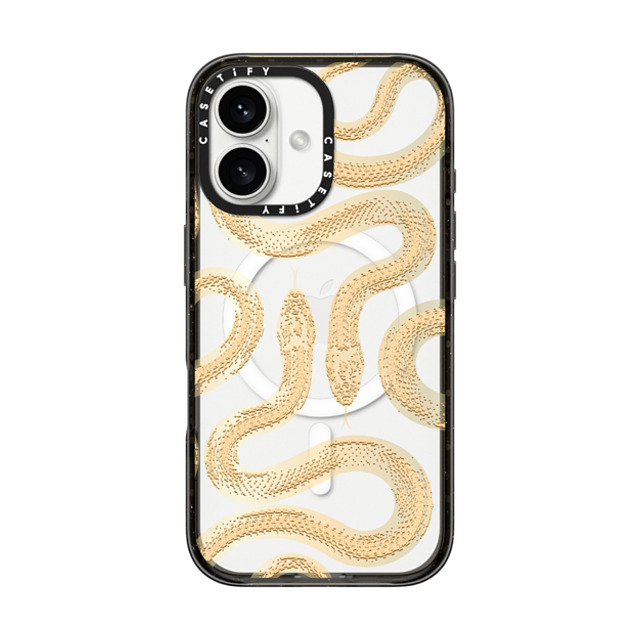 CASETiFY iPhone 16 ケース ブラック インパクトケース MagSafe対応 Gold Kingsnake casetify_artist