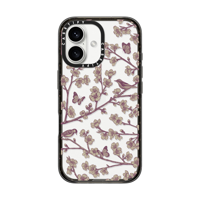 CASETiFY iPhone 16 ケース ブラック インパクトケース フローラル Blooming Sakura Pink