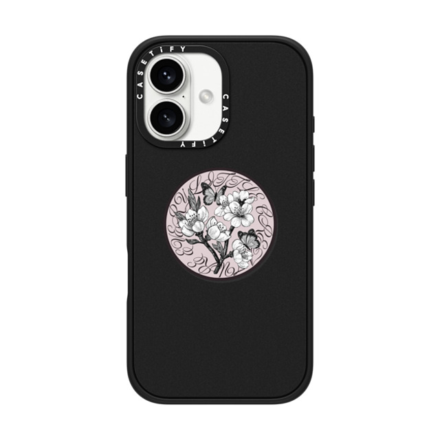 CASETiFY iPhone 16 ケース マットブラック インパクトケース MagSafe対応 フローラル Sakura Medal