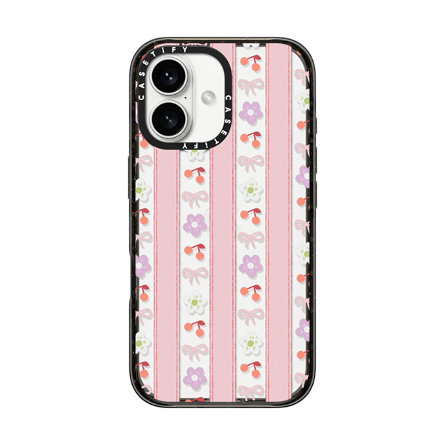 CASETiFY iPhone 16 Case Black Impact Case Cherry,Floral Ribbon,Floral,Cherry Strawberry Milk Mother's Day CASETiFY iPhone 16 Case Black Impact Case Cherry,Floral Ribbon,Floral,Cherry Strawberry Milk Mother's Day