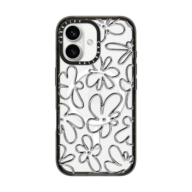 CASETiFY iPhone 16 ケース ブラック インパクトケース MagSafe対応 Chrome Flower casetify_artist Back to School CASETiFY iPhone 16 ケース ブラック インパクトケース MagSafe対応 Chrome Flower casetify_artist Back to School