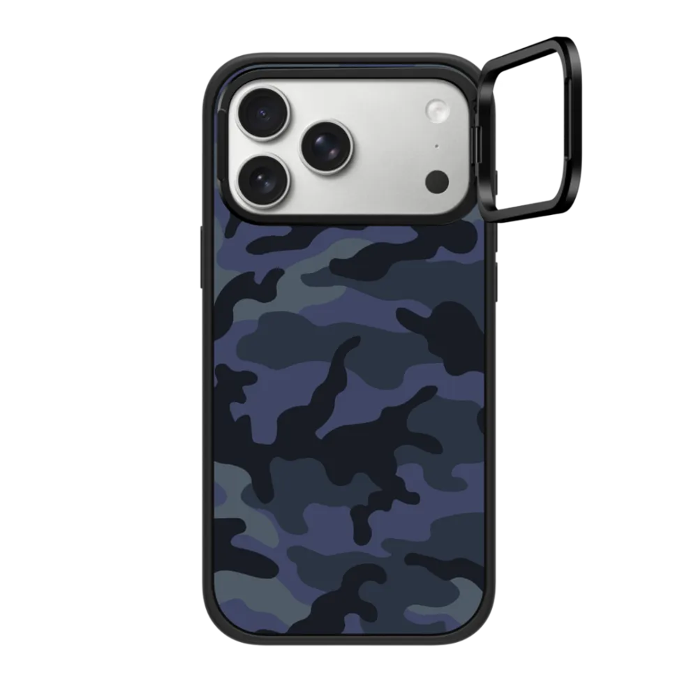 Impact Ring Stand iPhone 17 Pro Max Case MagSafe Compatible - Camo Over-Cool Black-Double Denim