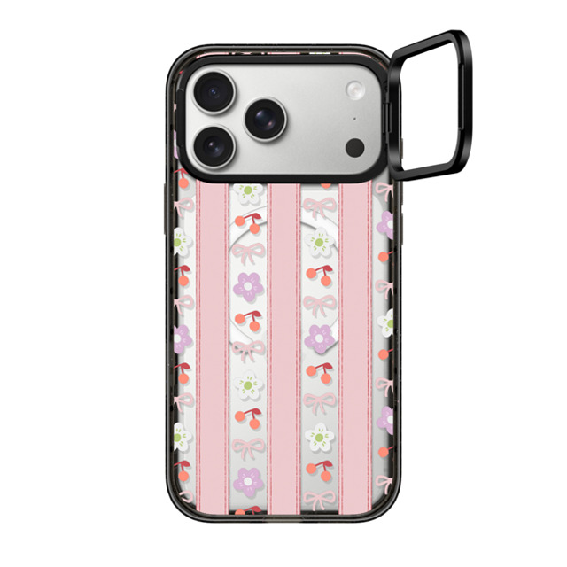 CASETiFY iPhone 17 Pro Max ケース ブラック インパクトリングスタンドケース MagSafe対応 Cherry,Floral Bowcore,Cherry,Coquette,Floral,Ribbon Strawberry Milk