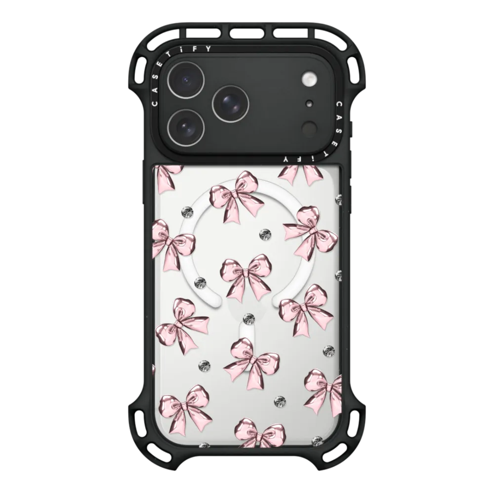 Ultra Bounce iPhone 17 Pro Max Case MagSafe Compatible - Metallic Pink Ribbon