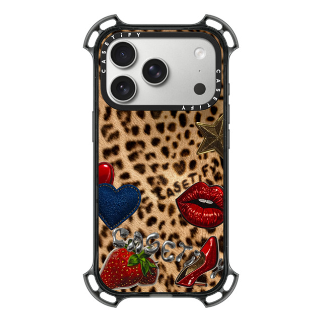 CASETiFY iPhone 17 Pro Case Black バウンスケース Leopard,Heart Leopard,Heart,Love,Animal,Animal Patched Cheetah CASETiFY iPhone 17 Pro Case Black バウンスケース Leopard,Heart Leopard,Heart,Love,Animal,Animal Patched Cheetah