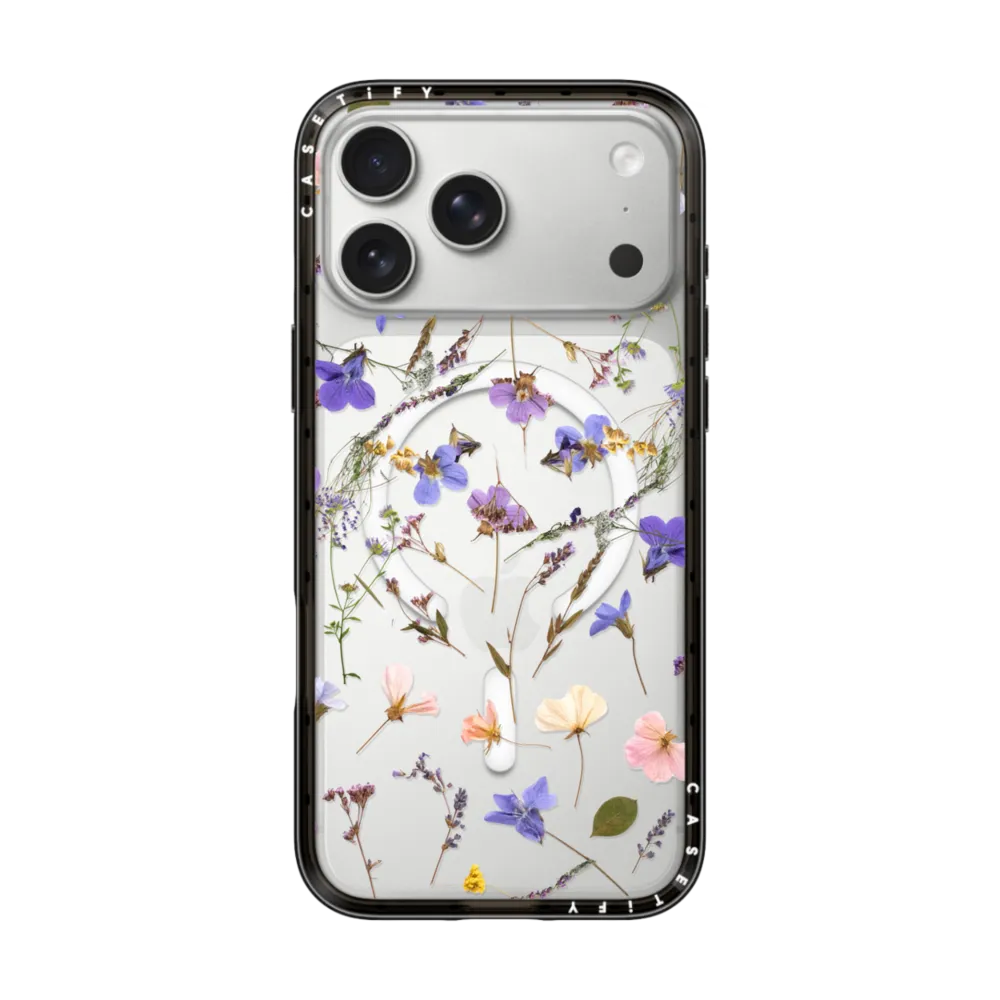 Compact iPhone 17 Pro Max Case MagSafe Compatible - Pressed flowers Violet