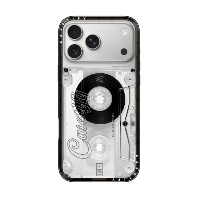 CASETiFY iPhone 17 Pro Max ケース ブラック コンパクトケース MagSafe対応 Typography,monochrome monochrome,Typography Audio Cassette Halloween