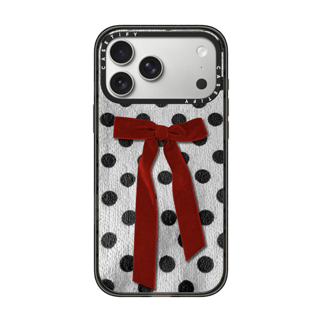 CASETiFY iPhone 17 Pro Max �P�[�X �u���b�N �C���p�N�g�P�[�X MagSafe�Ή� Ribbon,Pattern Bowcore,dot,Pattern,Ribbon,Yes Knitted Polka Dot with Ribb