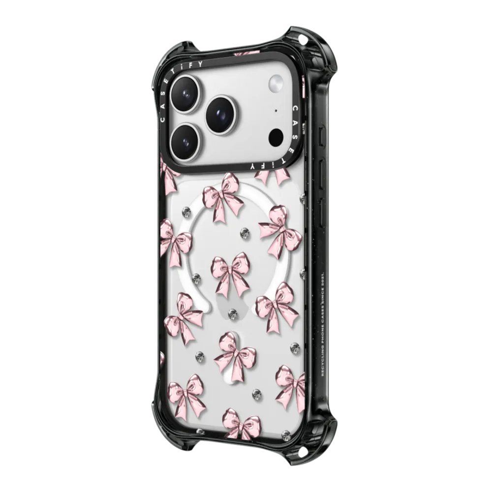 Bounce iPhone 17 Pro Max Case MagSafe Compatible - Metallic Pink Ribbon