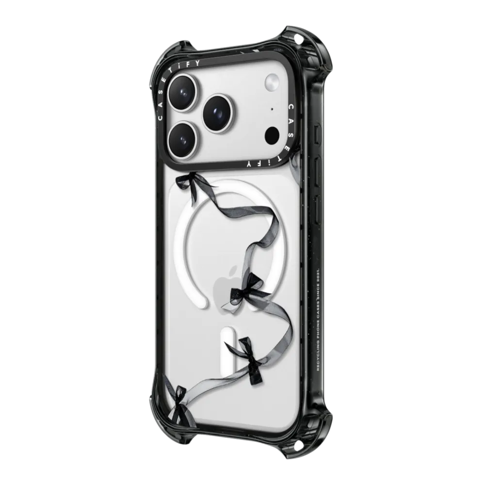 Bounce iPhone 17 Pro Max Case MagSafe Compatible - Black Organza Ribbons