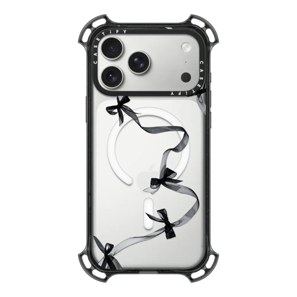 Bounce iPhone 17 Pro Max Case MagSafe Compatible - Black Organza Ribbons