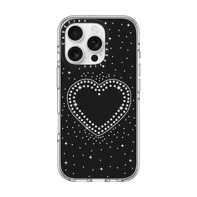 CASETiFY iPhone 16 Pro ケース クリア クリア ケース MagSafe対応 Heart,Monochrome,Pattern RHINESTONE ROMANCE