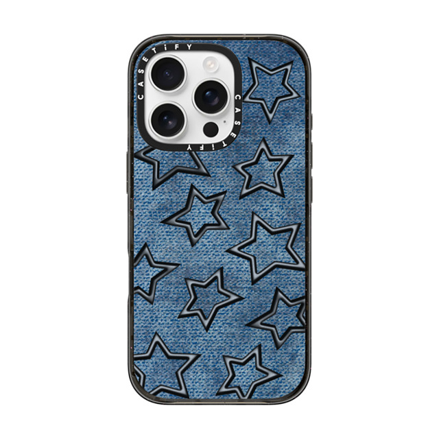 CASETiFY iPhone 16 Pro ケース ブラック インパクトケース Dark Academia,Star STAR DENIM