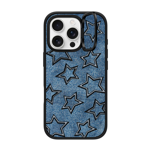 CASETiFY iPhone 16 Pro ケース マットブラック インパクトリングスタンドケース MagSafe対応 Dark Academia,Star STAR DENIM