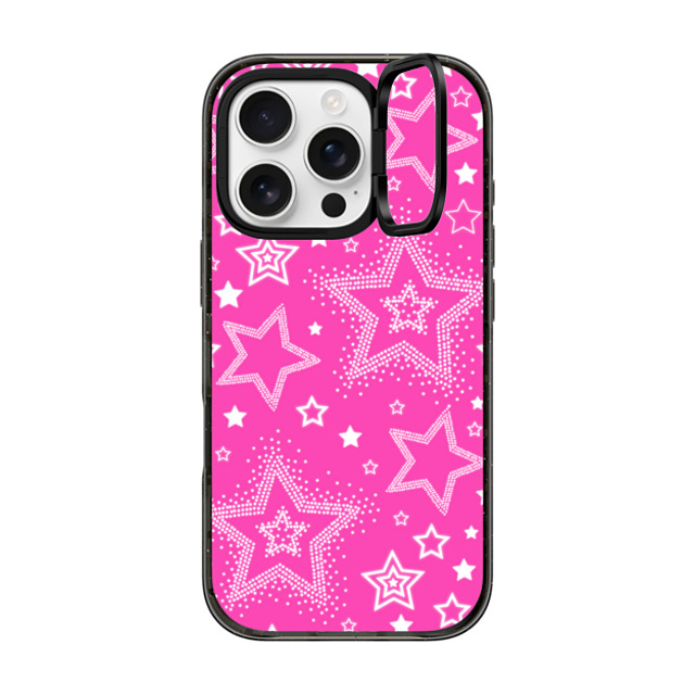 CASETiFY iPhone 16 Pro ケース ブラック インパクトリングスタンドケース MagSafe対応 Star,Y2K,Pattern Pink Girly Punk Case CASETiFY iPhone 16 Pro ケース ブラック インパクトリングスタンドケース MagSafe対応 Star,Y2K,Pattern Pink Girly Punk Case
